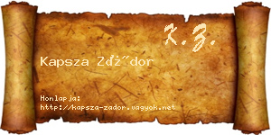 Kapsza Zádor névjegykártya